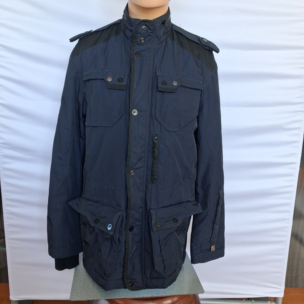 Energie Mens Navy Blue Field Jacket Utility Military Coat Made in Italy Size L